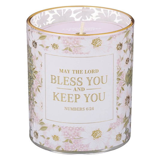 Bless and Keep You Cactus Blossom and Coconut Scented Candle in Glass Jar - Numbers 6:24