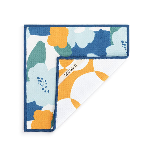 Blue Orange Poppy 2-Sided Dishcloth