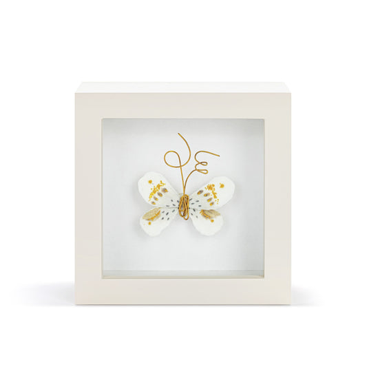 Love From Above White & Gold Butterfly Shadow Box - 4in