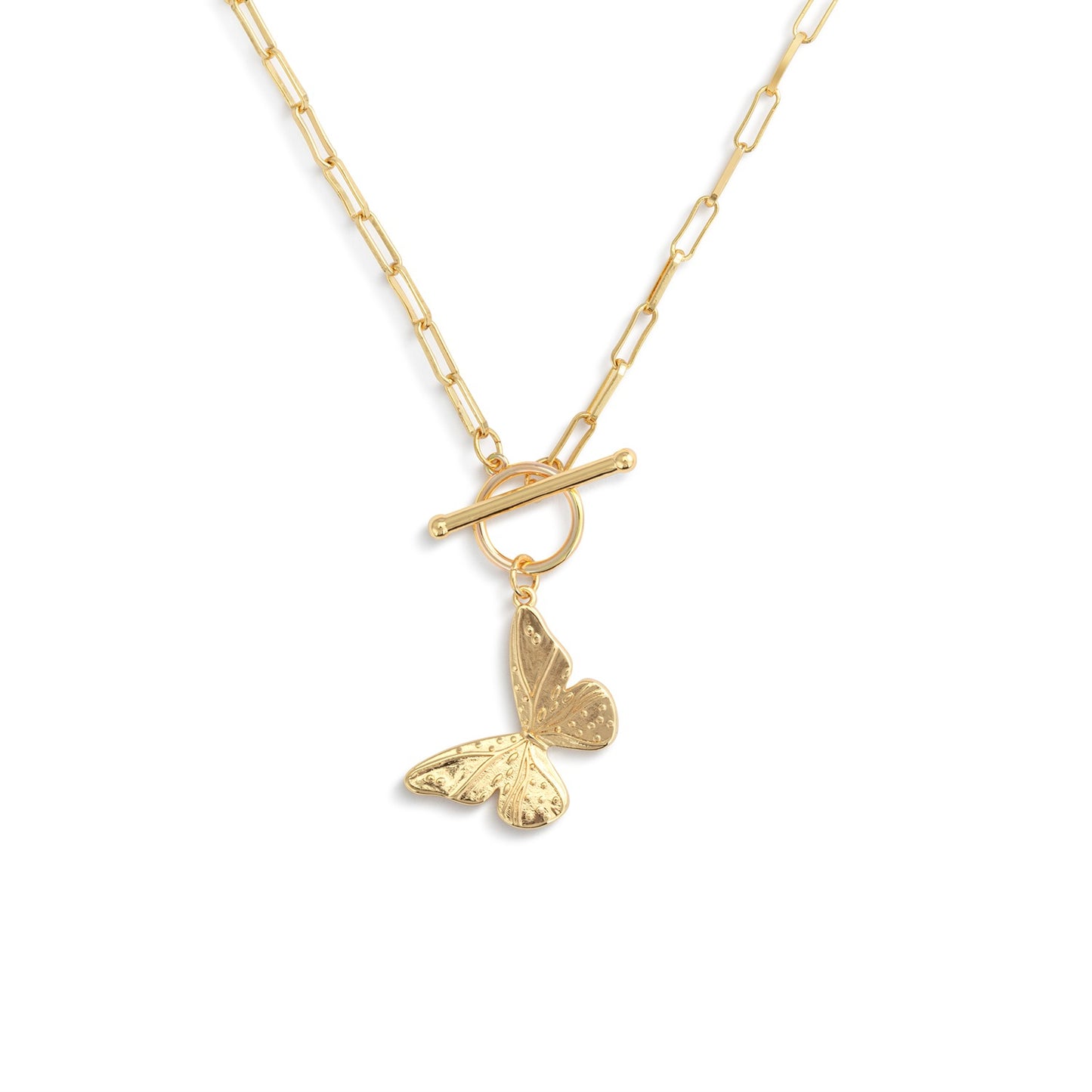 Butterfly Toggle Gold Necklace 16in