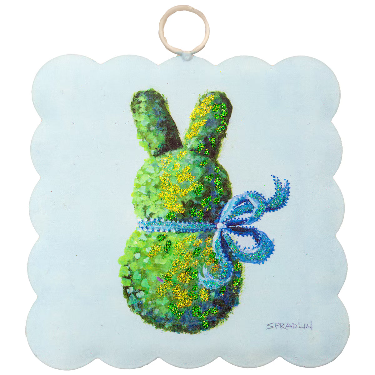 Mini Scallop Art Blue Boxwood Bunny