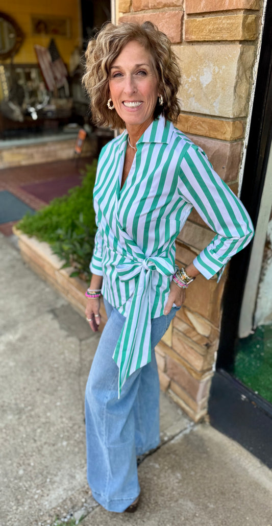 Salina Kelly Green Stripe Top