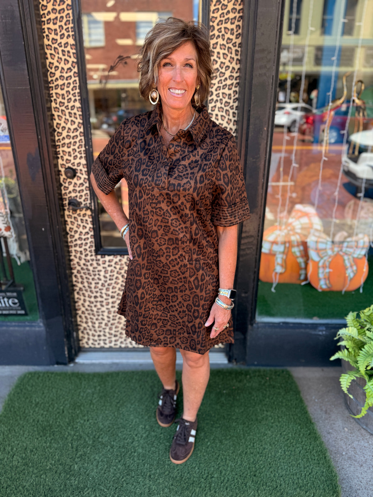 Suede leopard dress