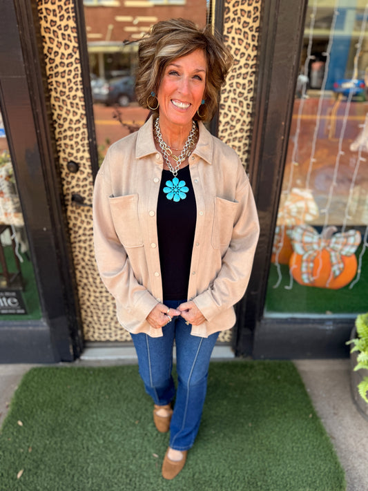Faux Suede Utility Shirt