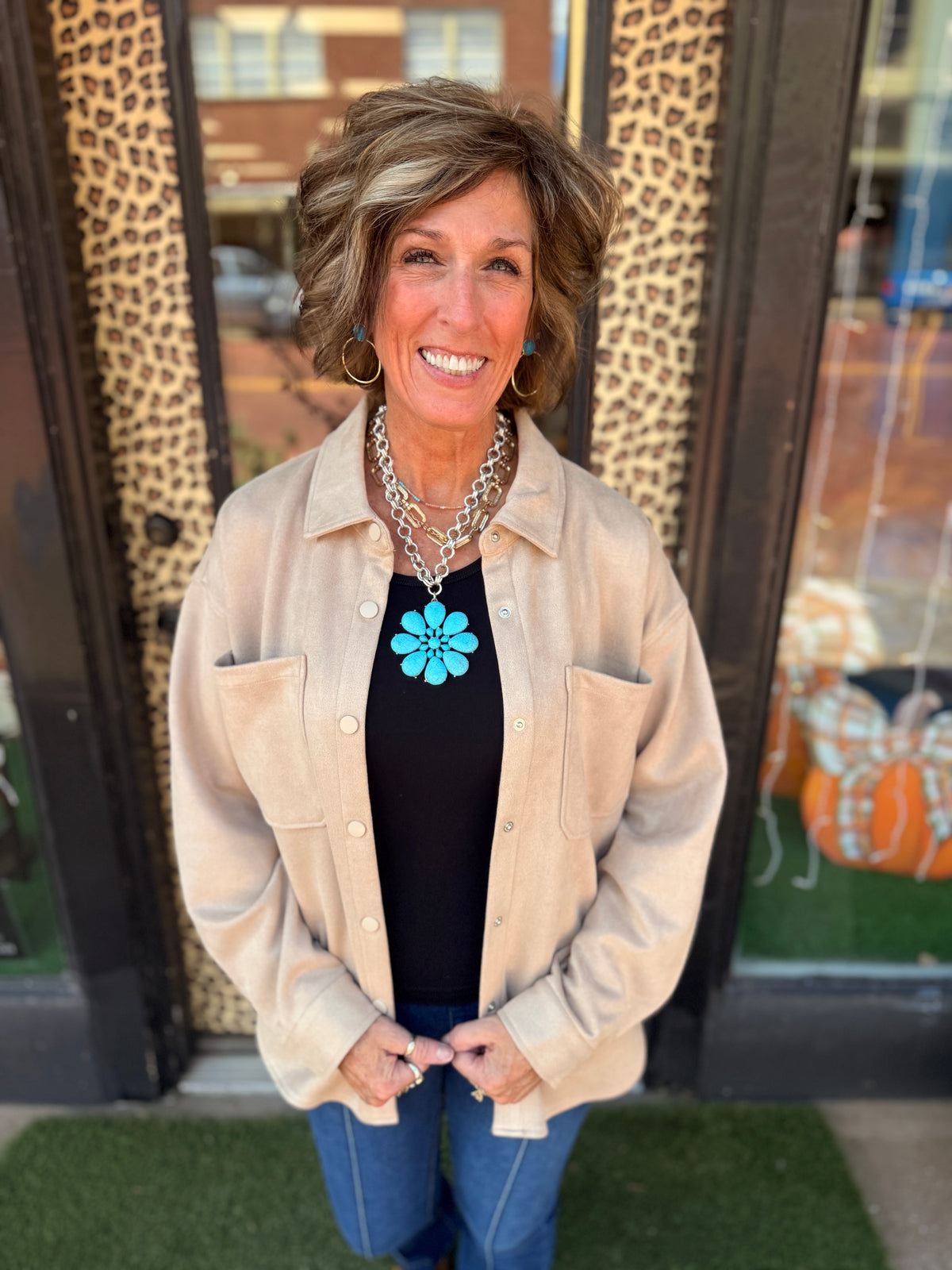 Faux Suede Utility Shirt