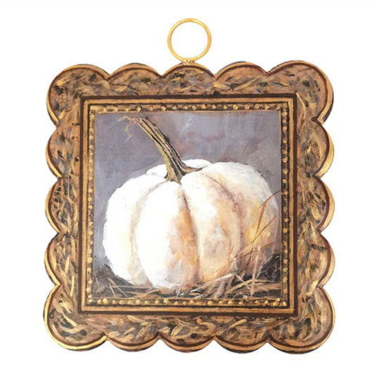 Mini Scallop Art Gilded White Pumpkin