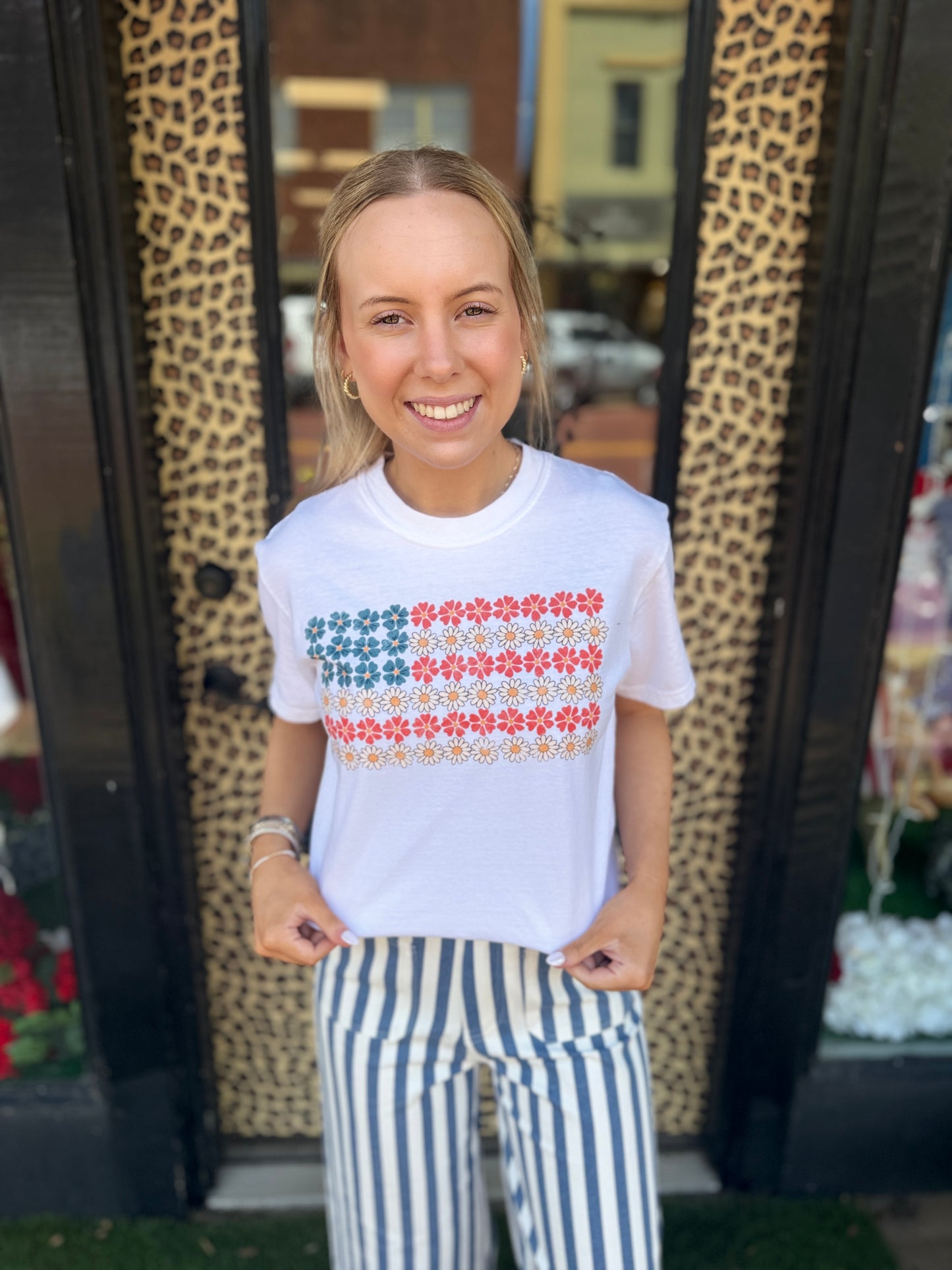 Flower American Flag Comfort Colors Tee