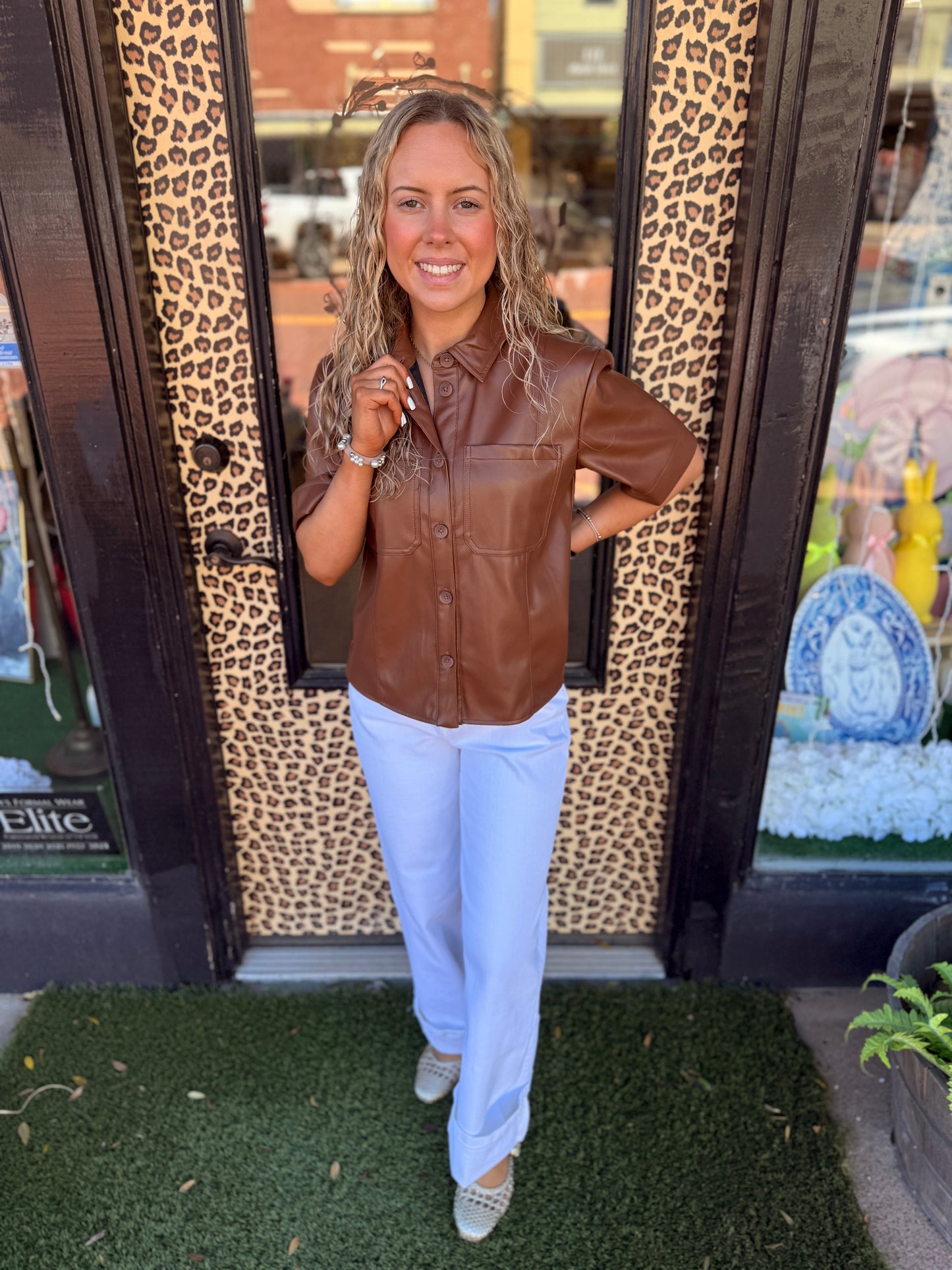 Demi Vegan Leather Shirt Jacket