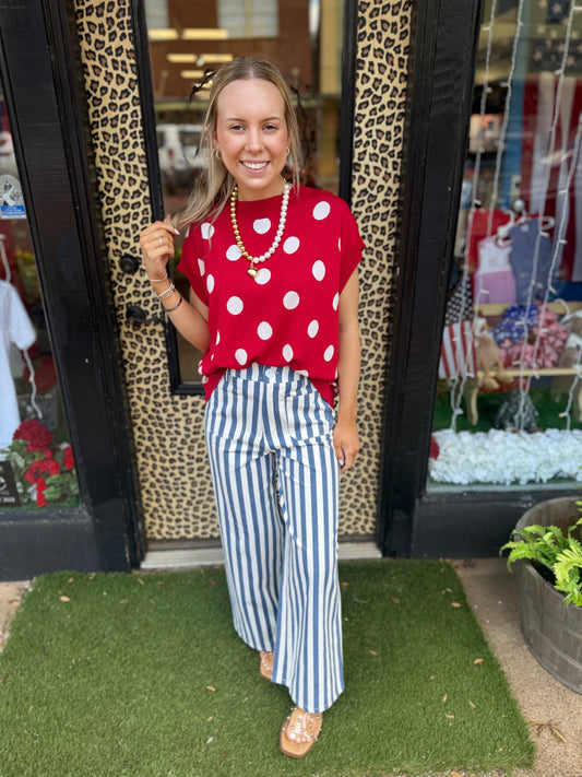 Gameday Polka Dot Sleeveless Knit Top