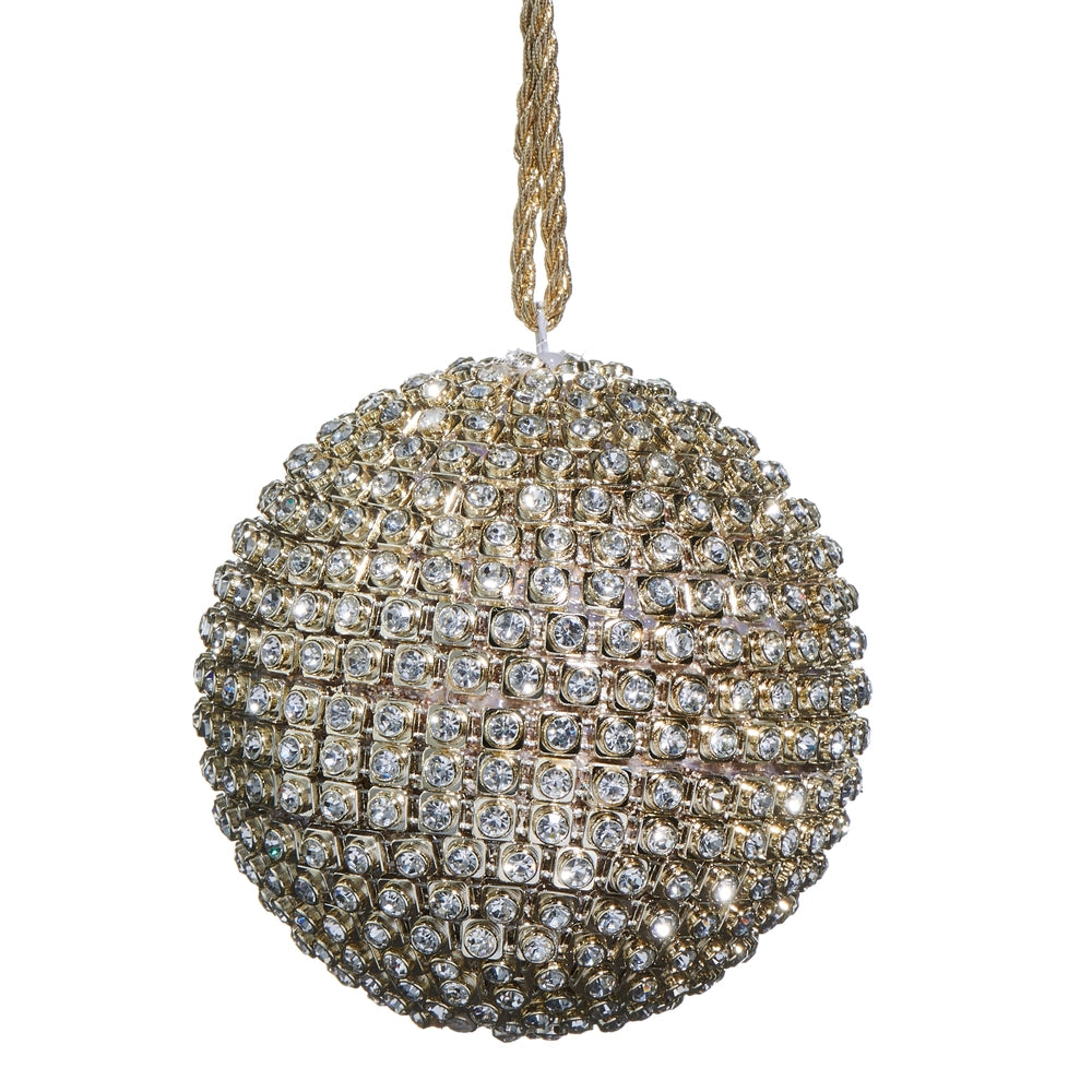 3.5" Gold Jeweled Ball Ornament
