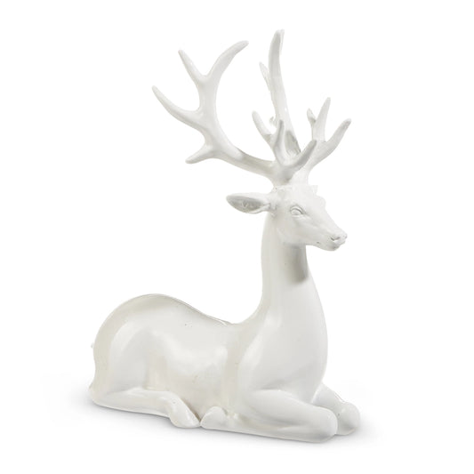 8.25" White Sitting Deer