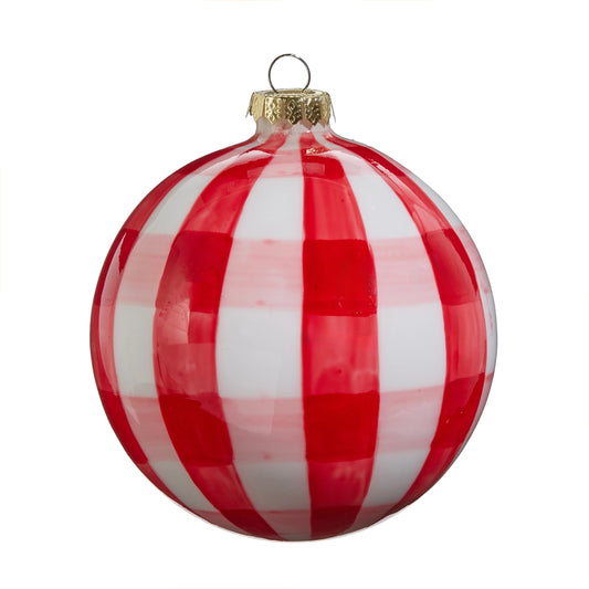 5" Red Gingham Ball Ornament