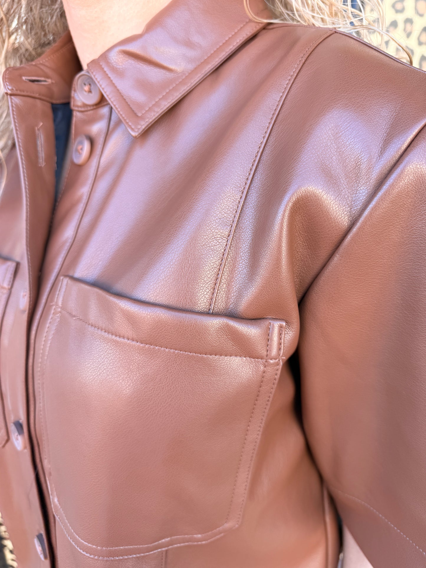 Demi Vegan Leather Shirt Jacket
