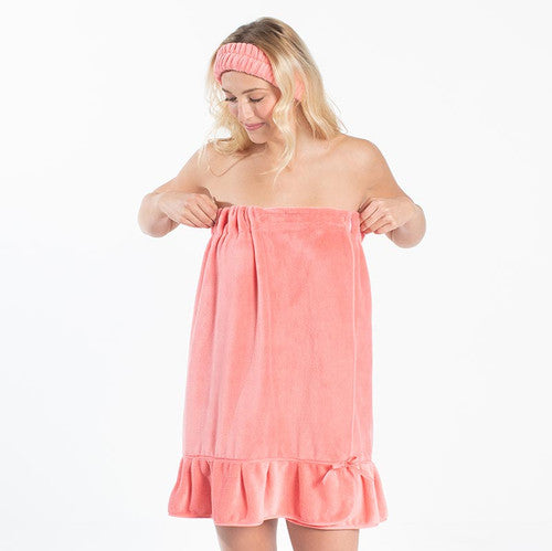 Plush Spa Wrap - Coral