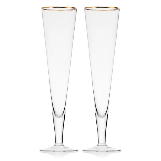 Trumpet Gold Set of 2 Champagne Flute Glasses