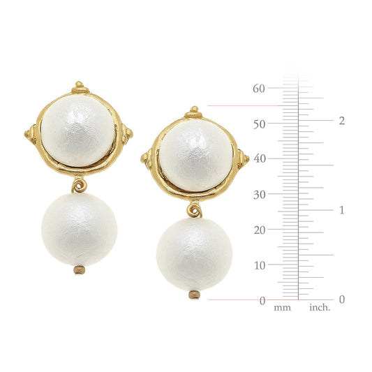 Gold Cotton Pearl Cab with Cotton Pearl Drop Earrings