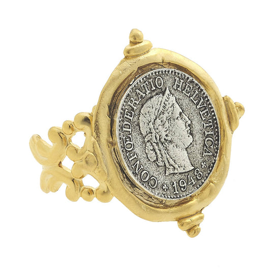 Handcast Gold and Silver Coin Adjustable Ring