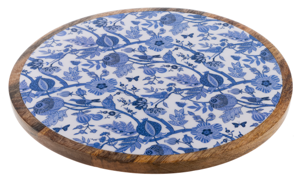 Blue & White Floral Lazy Susan