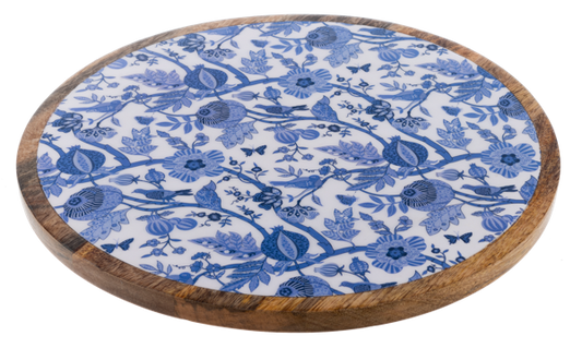 Blue & White Floral Lazy Susan