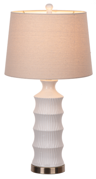 Ivory Tiered Ribbed Lamp