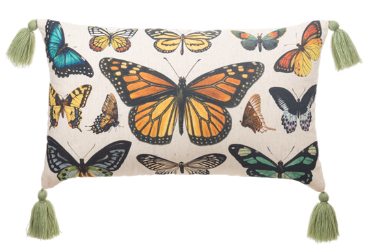 Butterfly Lumbar Pillow with Tassels