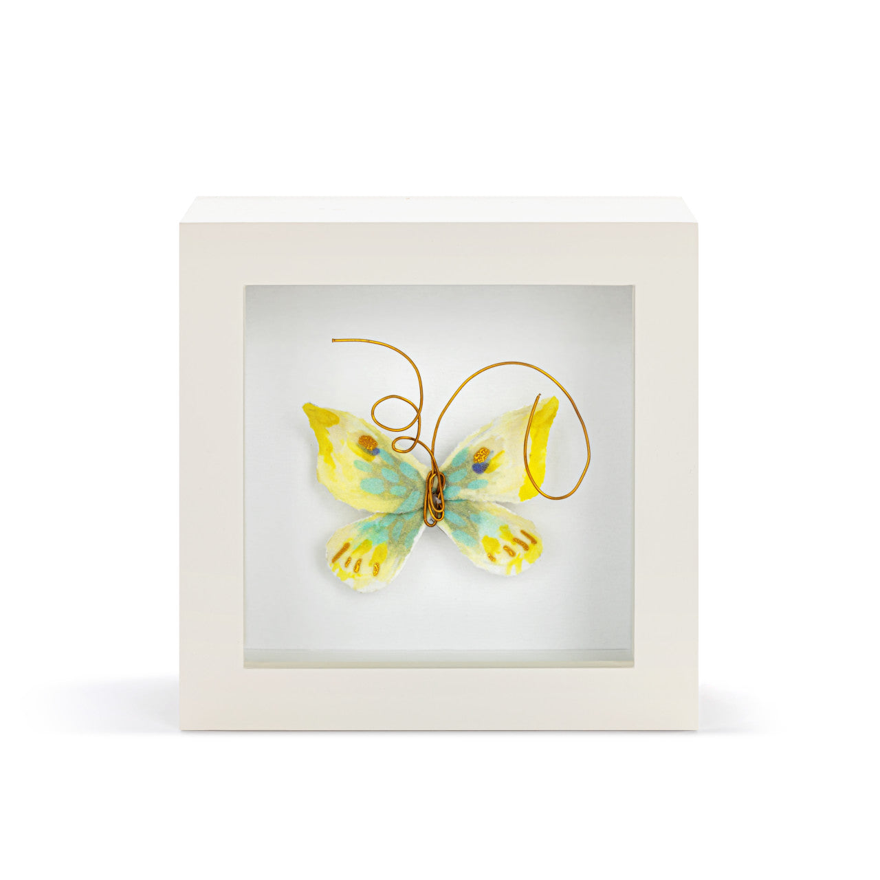 Endlessly Hopeful Yellow & Green Butterfly Shadow Box - 4in