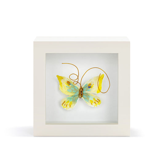 Endlessly Hopeful Yellow & Green Butterfly Shadow Box - 4in